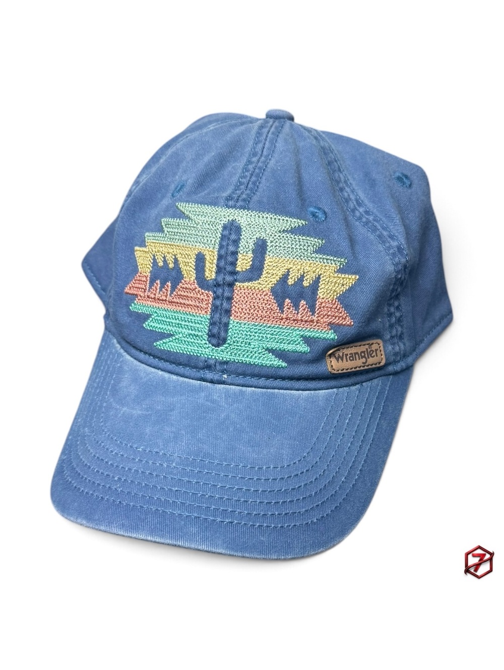Wrangler Blue Southwest Cactus Embroidered Baseball Cap Western One Size